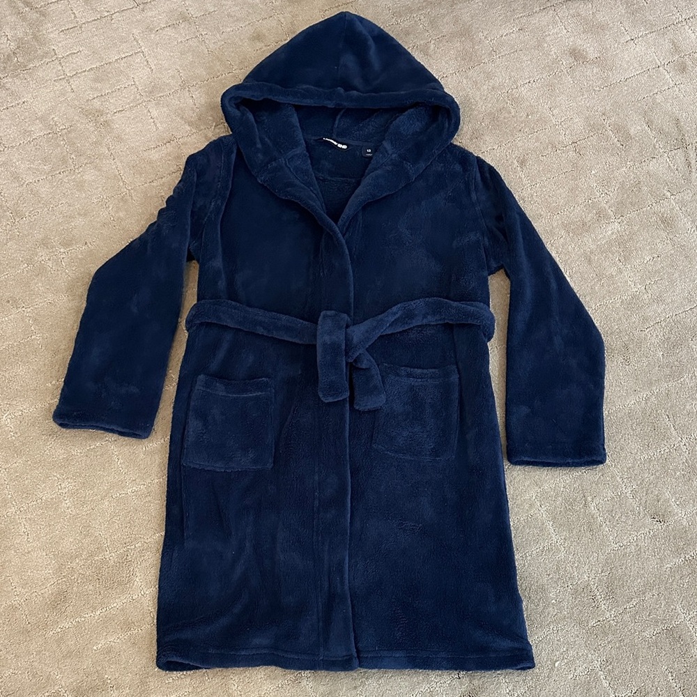 Lands' End Kids Navy Hooded Robe size 12